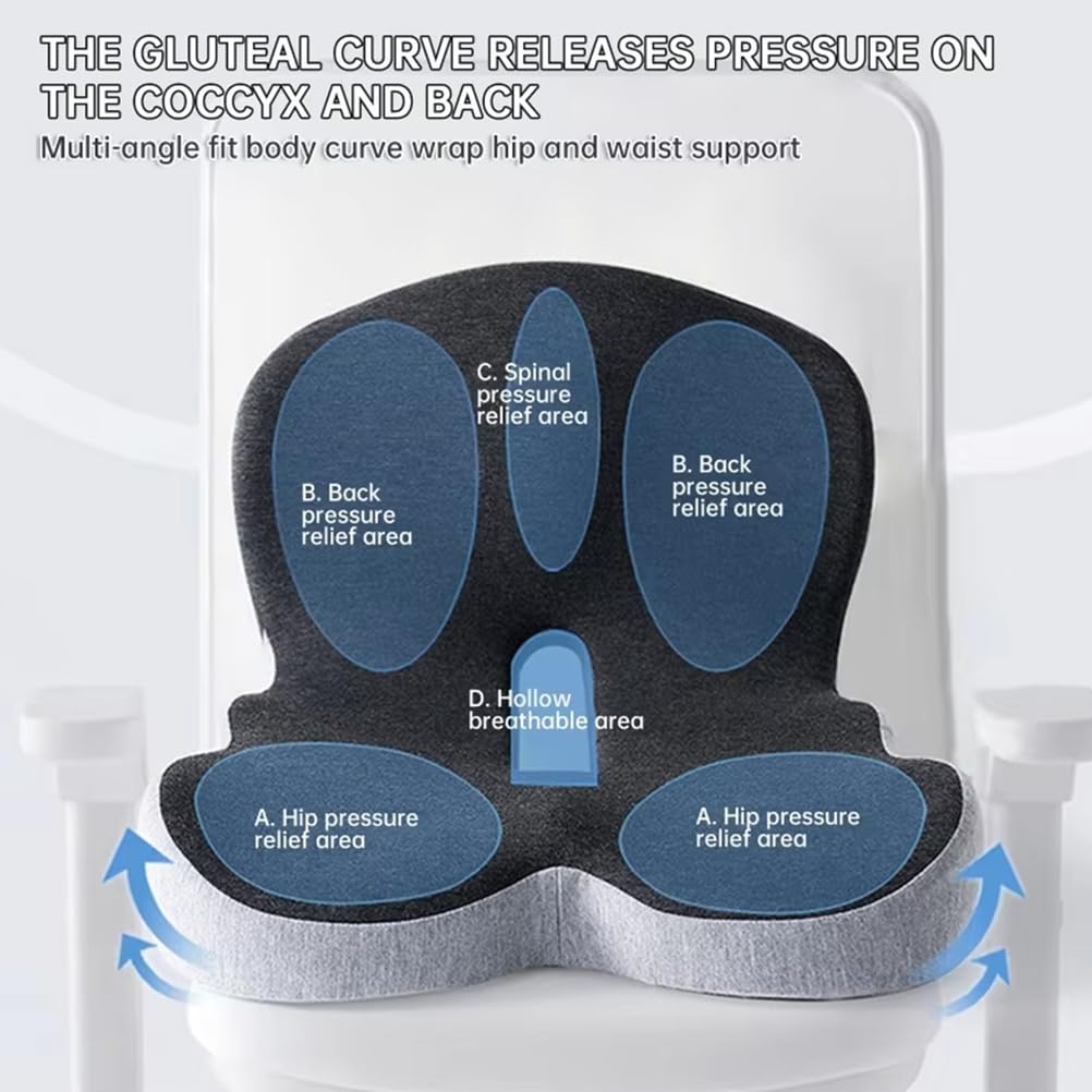 Cuscino per Seduta in Memory Foam, Cuscino per Sedia da Ufficio con Supporto Lombare E per La Schiena per Alleviare La Pressione, Cuscino per Sedile Auto,Scrivania,Sedia da Gaming,Rosa