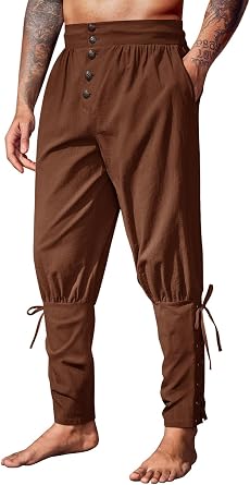 Runcati Mens Medieval Pirate Pants Renaissance Viking Costume Trousers