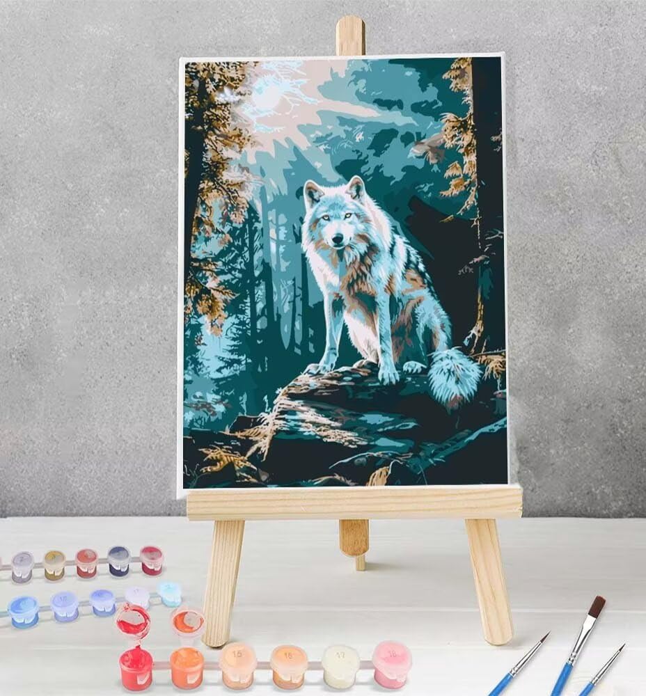 Pintura por números Animal Adulto - Cuadros para Pintar por Numeros Kit de Manualidades para Adultos Pintar Lienzo Lobo 30 x 40cm con Pintura y Pincel - Regalos y Decoraciones de Paint Pintura por números Animal Adulto - Cuadros para Pintar por Numeros Kit de Manualidades para Adultos Pintar Lienzo Lobo 30 x 40cm con Pintura y Pincel - Regalos y Decoraciones de Paint