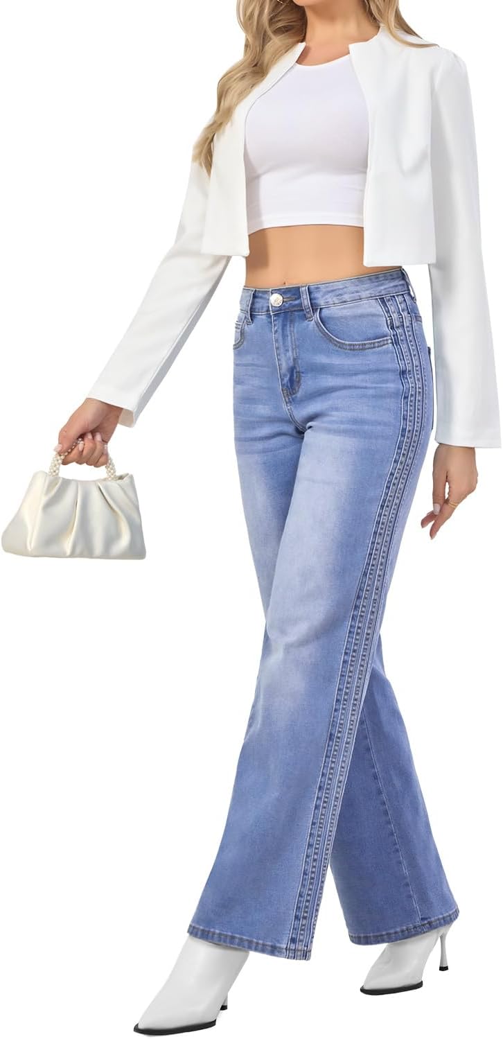 VIPONES Wide Leg Jeans for Women Trendy High Waisted Strechy Straight Leg Baggy Jeans Loose Denim Pants with Pockets - Image 2
