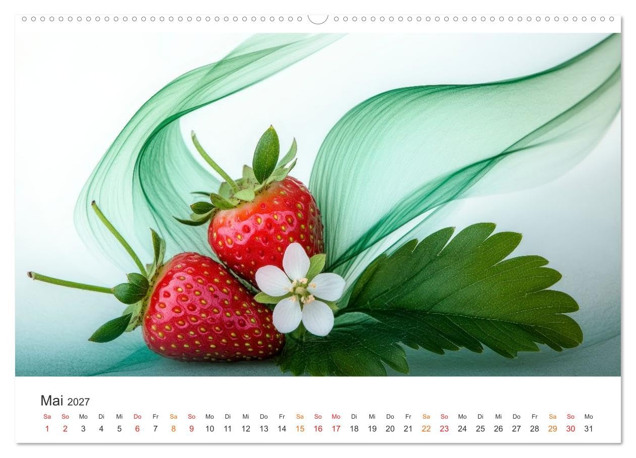 CALVENDO - Gartenkalender - Symphonie aus Obst und Fantasie (hochwertiger Premium Wandkalender 2027 DIN A2 quer), Kunstdruck in Hochglanz: Obst und Kunst - ein Spiel aus Farben, Licht und Formen.