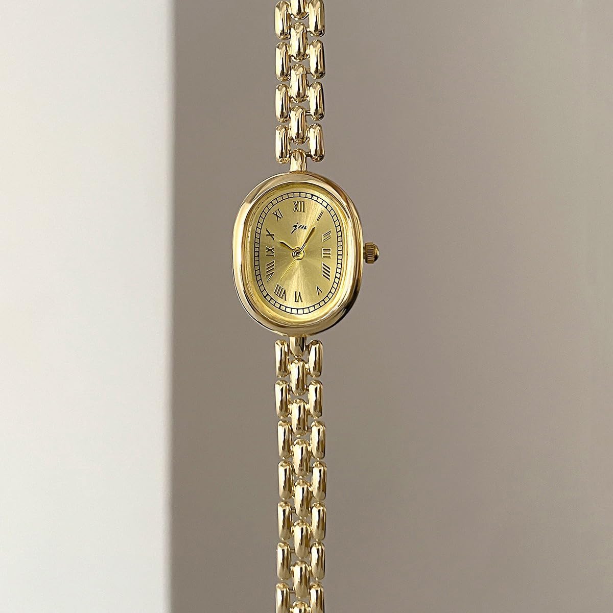 PASOY Women’s Bracelet Watch Small Face – Elegant Oval Quartz Analog Wristwatch with Metal Link Band, Gold & Silver Options, Slim Roman Numeral Dial Dress Watch for Ladies - Image 4