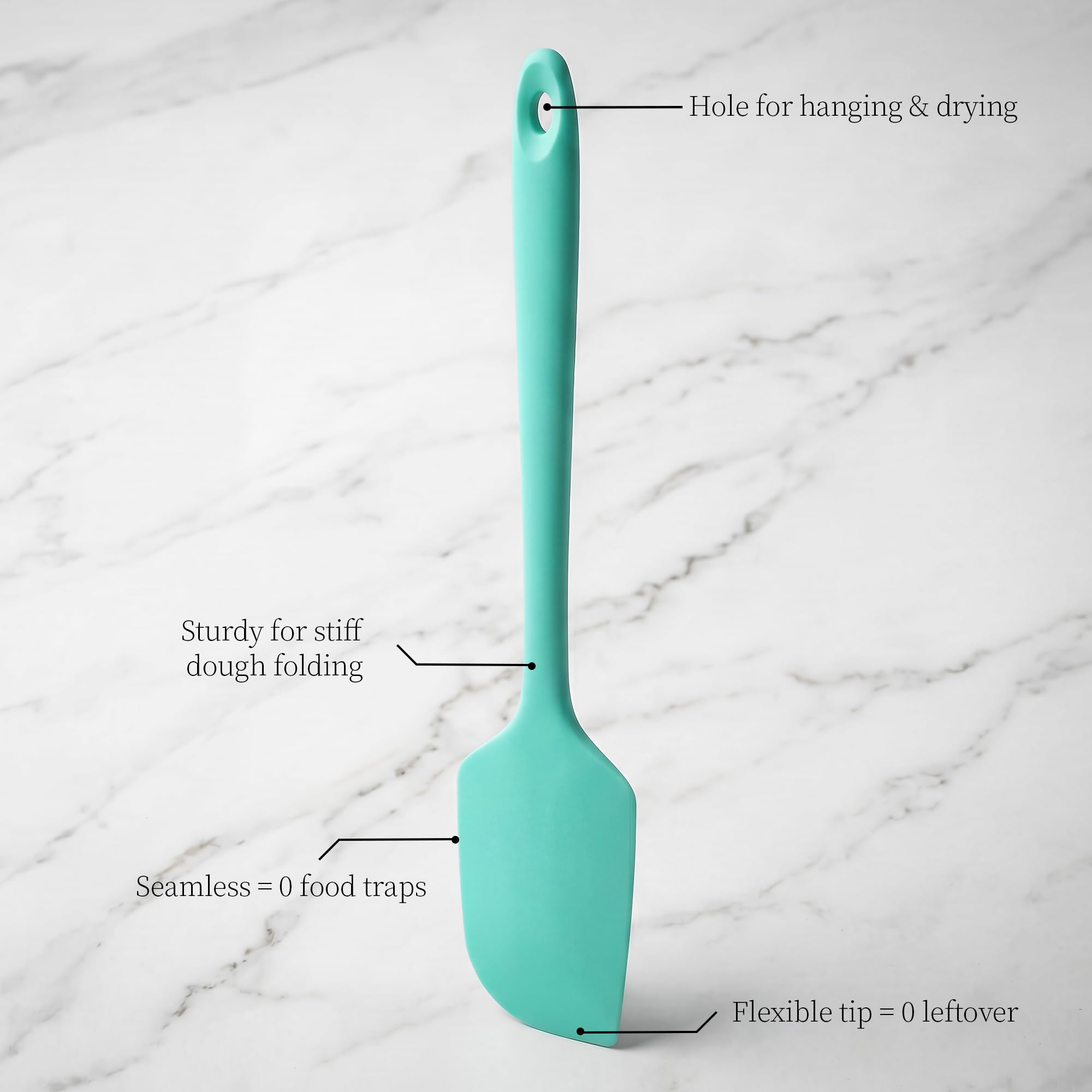 315°C Resistente al Calor 3 Lengua Silicona Cocina, Azul Hielo | Sin Bpa Platino Grado Alimenticio Espatulas Profesional, Flexible Lengua de Gato Para Cocinar Pastelera Reposteria Hornear