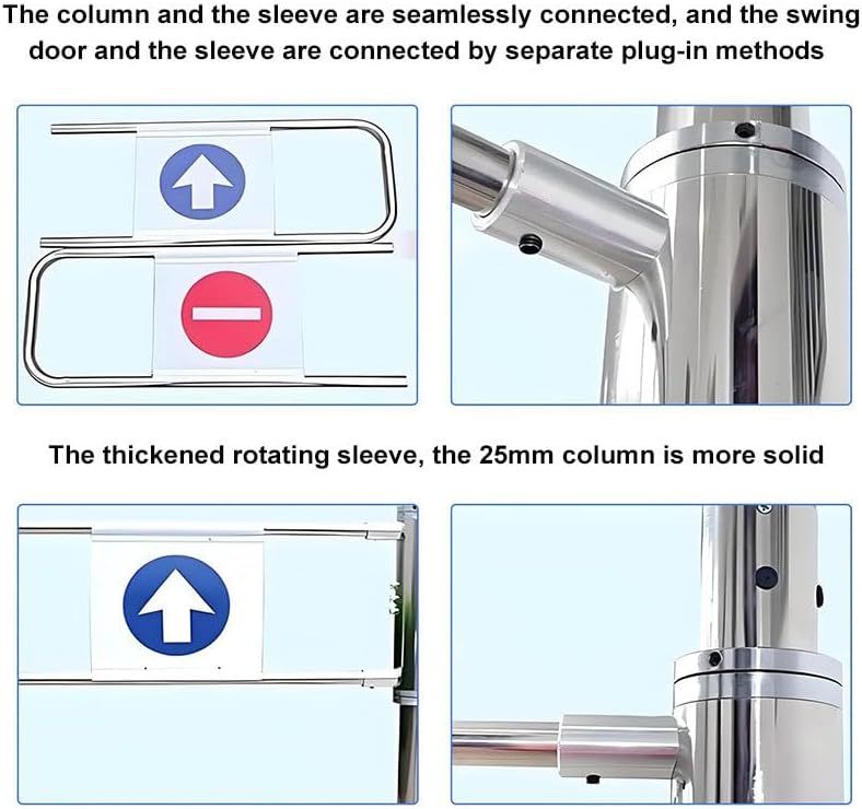 Stainless Steel Market Entrance Gate - 1-Way Swing Pedestrian Door for Warehouse, Library, Store Entry - Durable 80x100cm Security Barrier