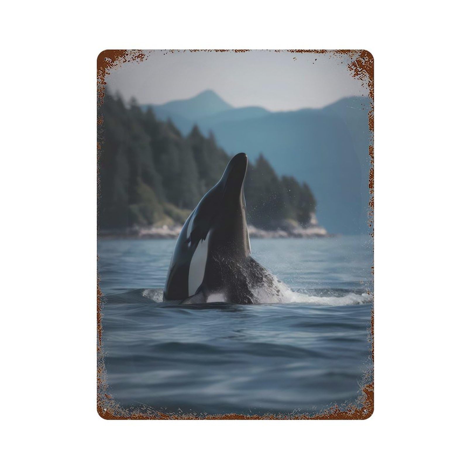 Garage Style Graceful Orca Decorative Tin Sign 15.7"x11.8", Industrial Home Decor for Bar And Workshop