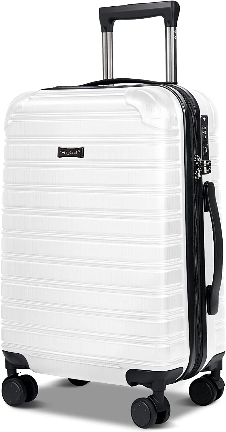 Feybaul Carry On Luggage Set Airline Approved, PC+ABS Hardshell Suitcase with TSA Lock, 20 Inch Carry On Suitcase with Spinner Wheels, Lightweight Travel Luggage (White, 20 Inch)
