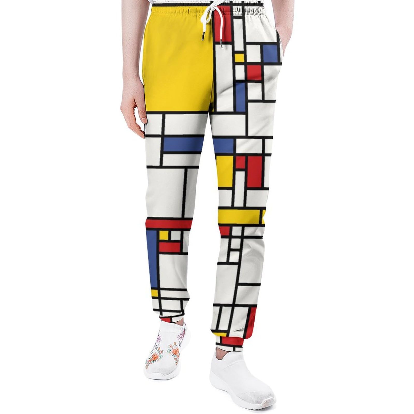 Ufuson Unisex Style Piet Mondrian Sweatpants For Men Yoga Athletic Lounge Jersey Trousers With Pockets