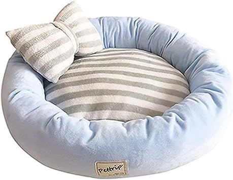 Amazon 小型犬 犬ベッド猫ベッド 丸型 耐噛み 滑り止め 愛犬用 愛猫用 ペットベッド 45cm 可愛い ふわふわ もこもこ 弾力性 安眠 寒さ対策 保温 暖かい 犬 寝具 猫 寝具 ブルー 動物休み場 犬 休憩所 快適睡眠 防ダニ 犬床 Juin
