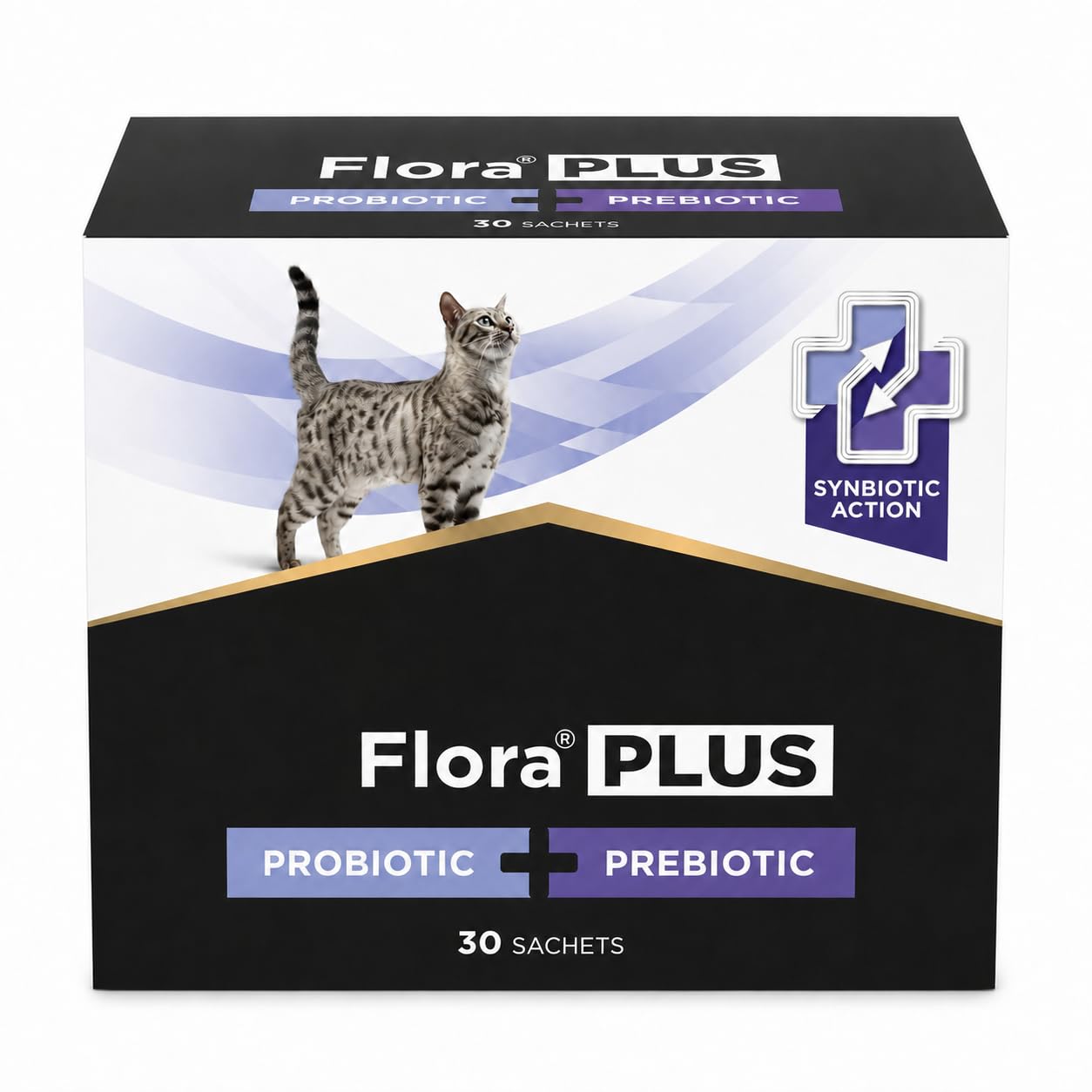 Flora&Plus Gatti 30 Bustine x 1,5 g, Probiotico e Prebiotico per Gatti e Gattini, Alimento Complementare per Benessere ed Equilibrio Intestinale