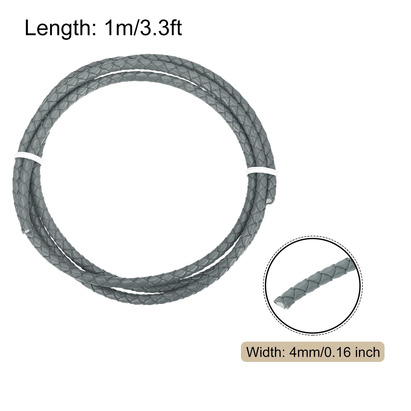 Rebower Round Braided Leather Cord 4mm Bolo Leather Cord String Rope for Jewelry Making Necklaces, Bracelets, Wraps, Crafts - Image 2