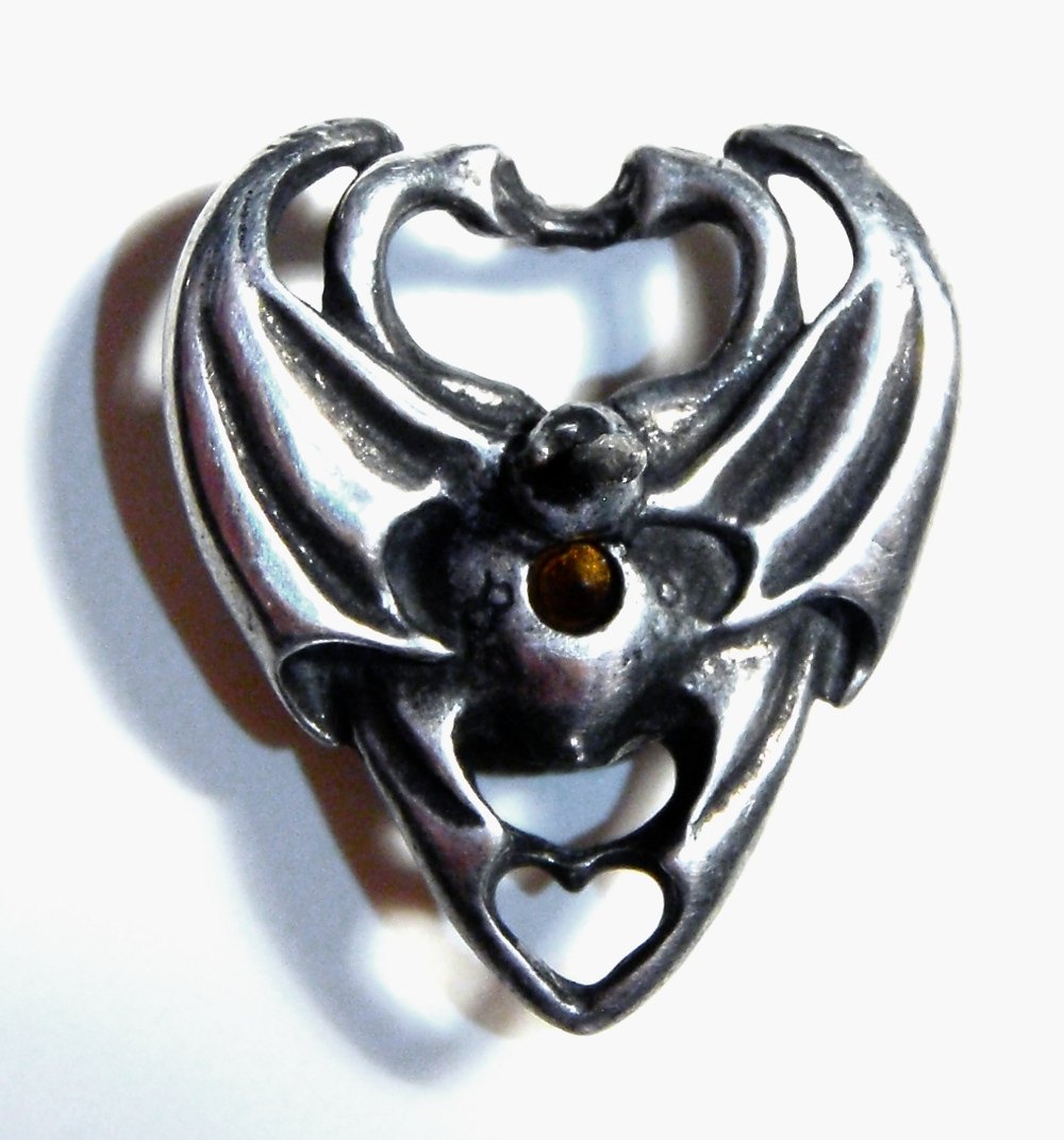 Heart Dragon Pin with Red Crystal