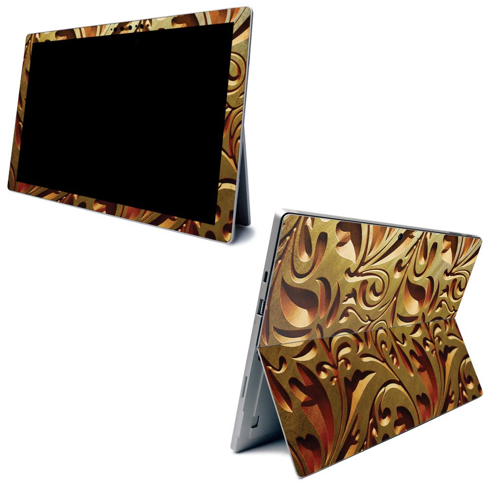 MightySkins Carbon Fiber Skin for Microsoft Surface Pro 7 - Mosaic Gold | Textured Carbon Fiber Finish | Easy to Apply, Remove, and Change Styles | Made in The USA