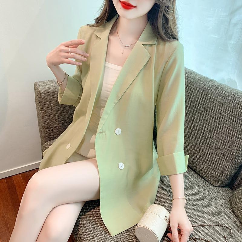 Lightweight Summer Blazer for Women, Loose Fit, Casual Three-Quarter Sleeve2