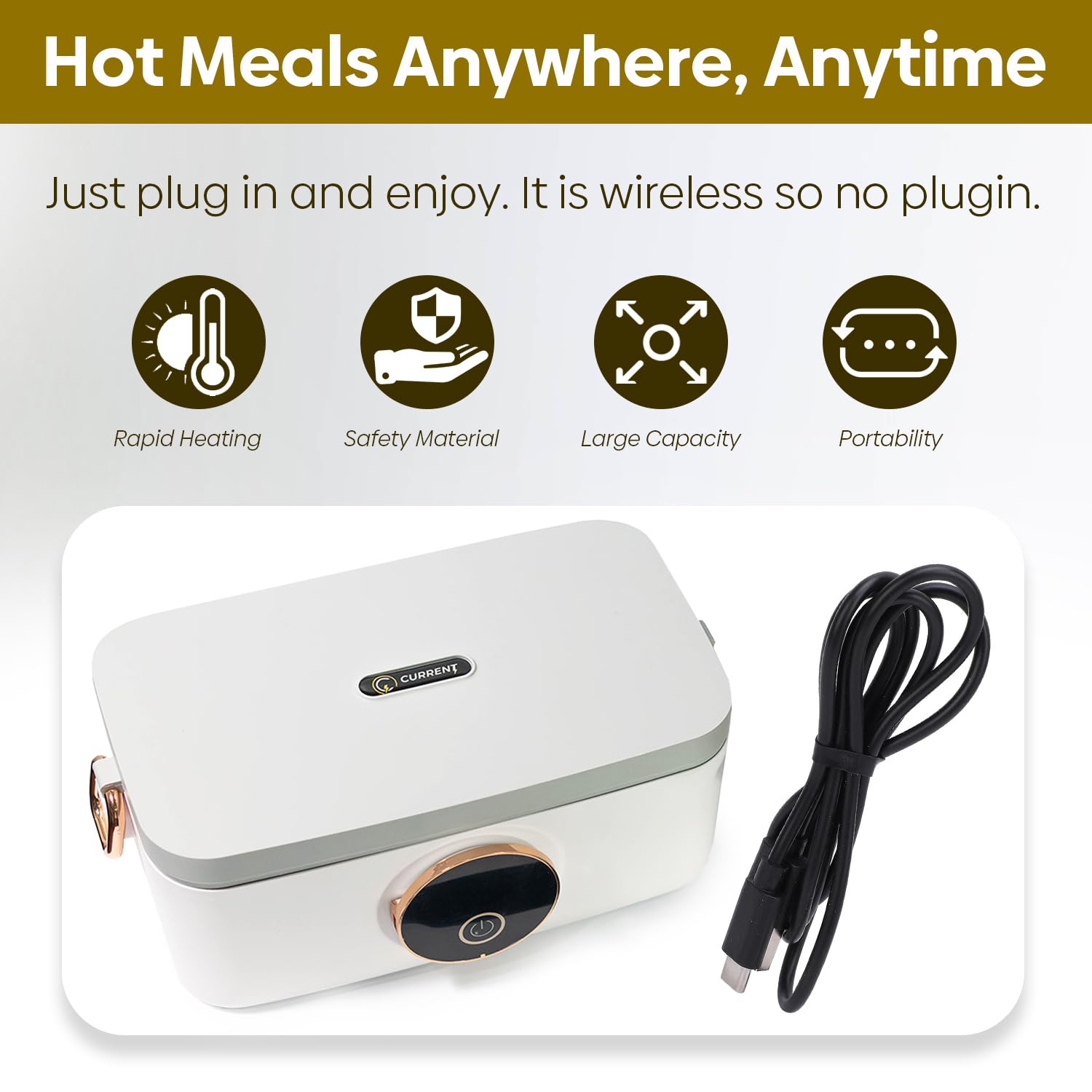 Lunch Box elettrico da 1 litro, scaldavivande portatile con ricarica rapida, a prova di perdite, per lavoro, viaggi, attività all'aperto, borsa termica e contenitore in acciaio inox, set di posate