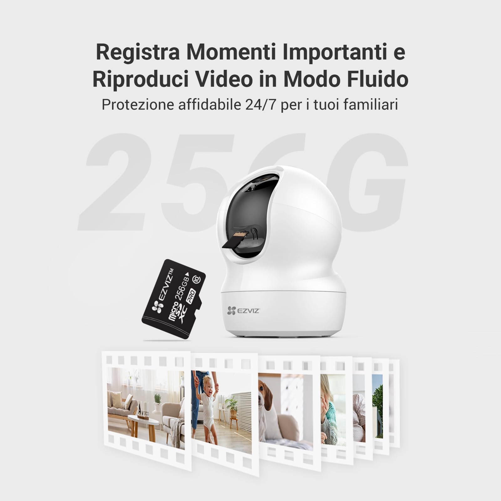 EZVIZ Micro SD, Scheda di Memoria fino a 90MB/Sec, Specialmente per EZVIZ Telecamere, Video camere di Sorveglianza, Nero, Micro SDXC, Micro SD Card 256 GB