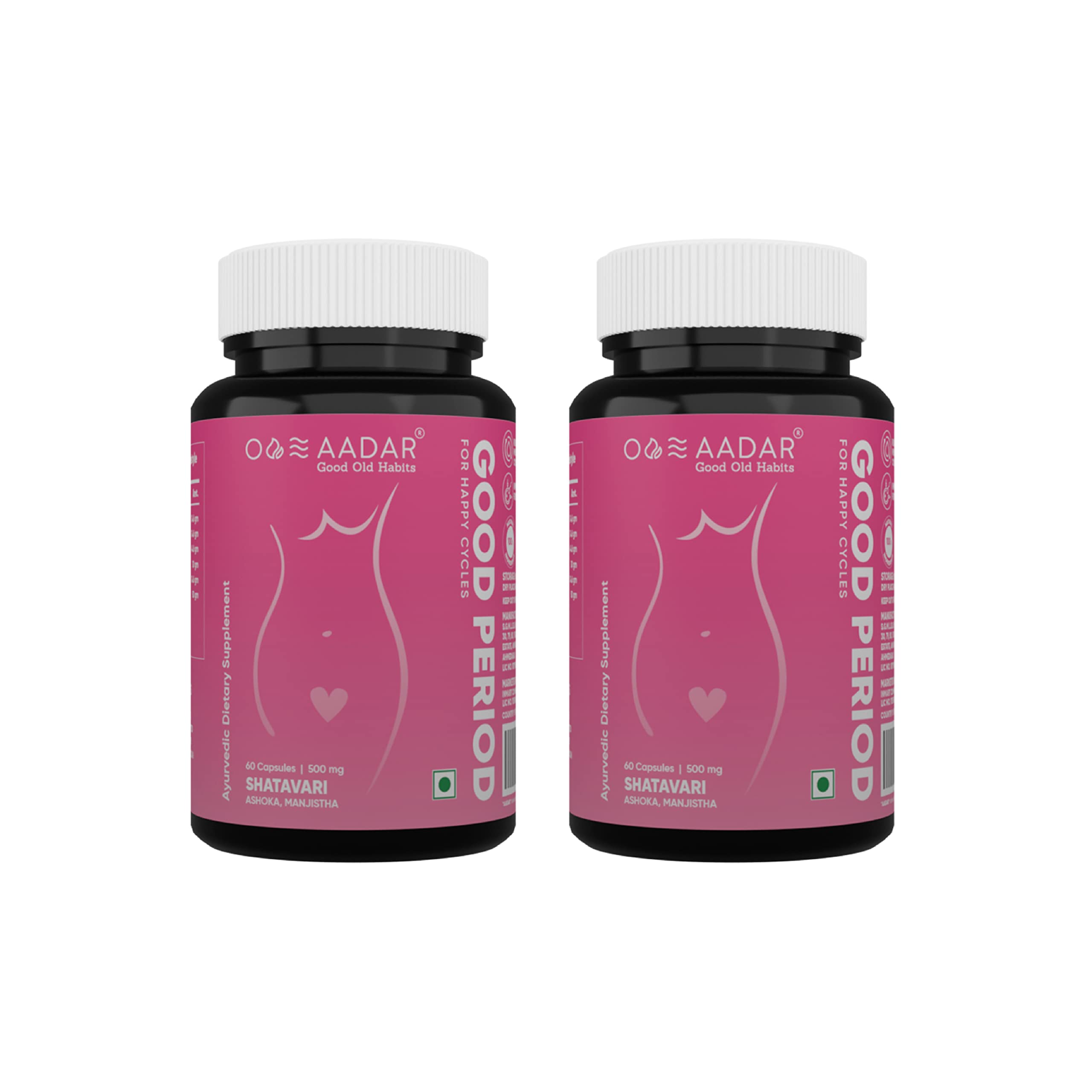 AADAR GOOD PERIOD | Ayurvedic support for period cramps relief, PCOD & PCOS, period pain | Made with Shatavari, Ashoka, Turmeric for Women’s Health | 60 Capsules (Pack of 2) (B08KCW7FDC) Amazon Price History, Amazon Price Tracker