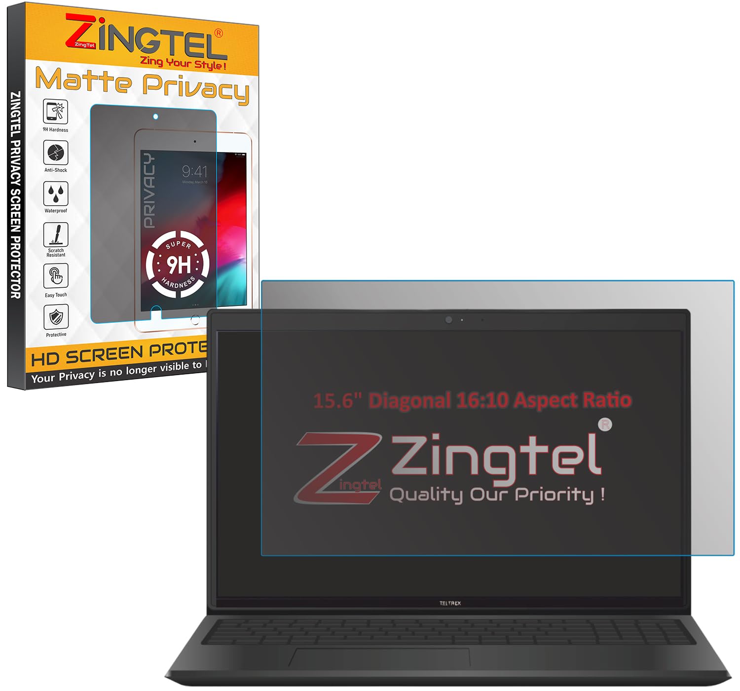 ZINGTEL Privacy Matte Screen Guard Compatible With Laptops With 15.6" Inch Diagonal With 16:10 Aspect Ratio, HP Dell, Lenovo Acer ASUS, Not a Tempered Glass, Guard Size : 335 mm X 208 mm