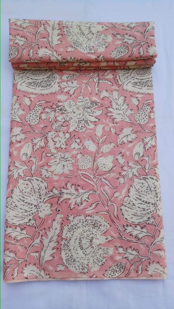 Floral Printed Cotton Bird PrintPrint Fabric Cloth Block Print Floral Print Fabric Running Jaipuri Hand Block Printed Women Dress Material Kurtis Natural 44" Inches Width 2.5 Meter-image-3