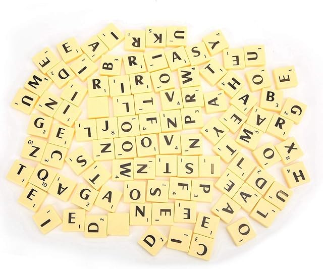 100Pcs Tiles,A-Z Capital Letters DIY Making Alphabet Coasters Cake Wall Gift Crafts Pendants Decoration Crossword Game Replacement Letters
