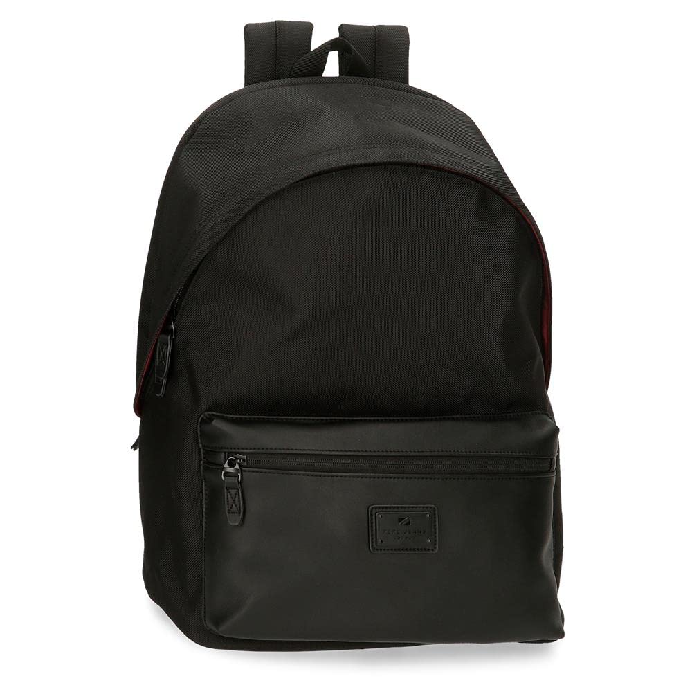 Pepe Jeans Soho Mochila para Portátil Doble Compartimento 15,6" Negro 31x44x15 cms Poliéster y PU