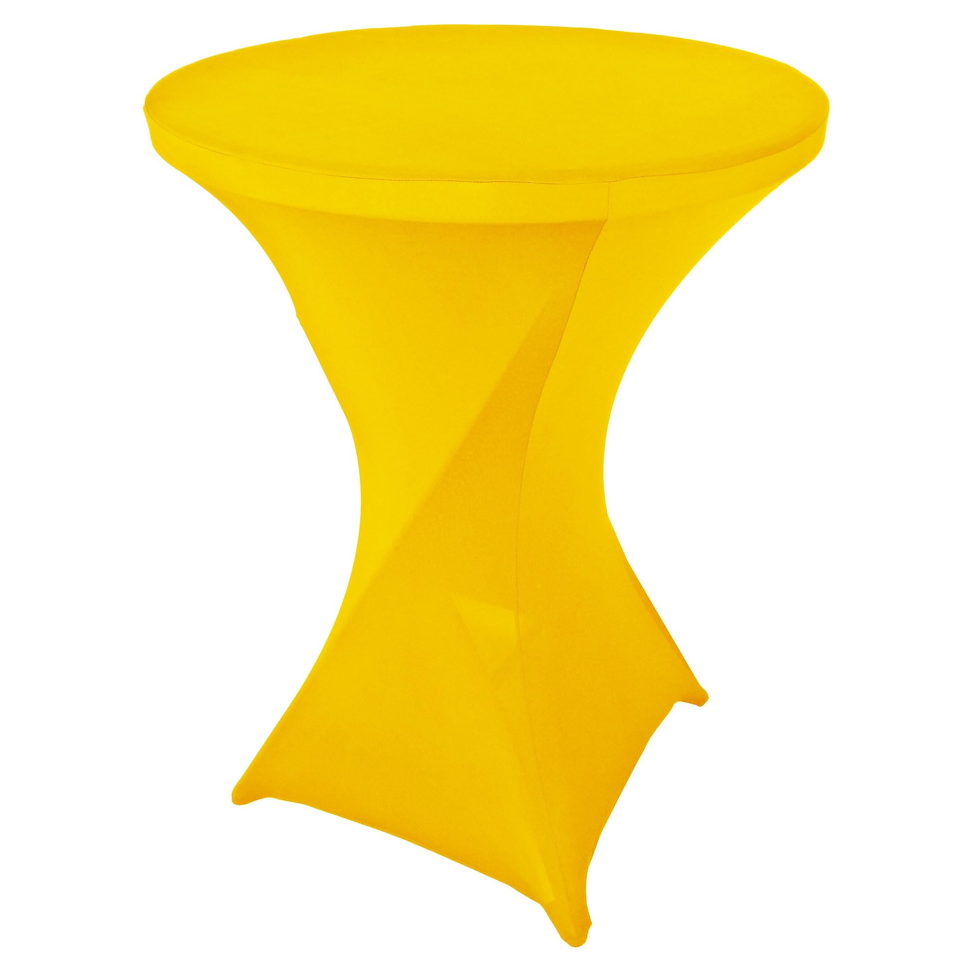 Goldstream Point Lemon Yellow 32 Inch Round x 43 Inch Tall Spandex Cocktail Tablecloth Folding Cover Stretch