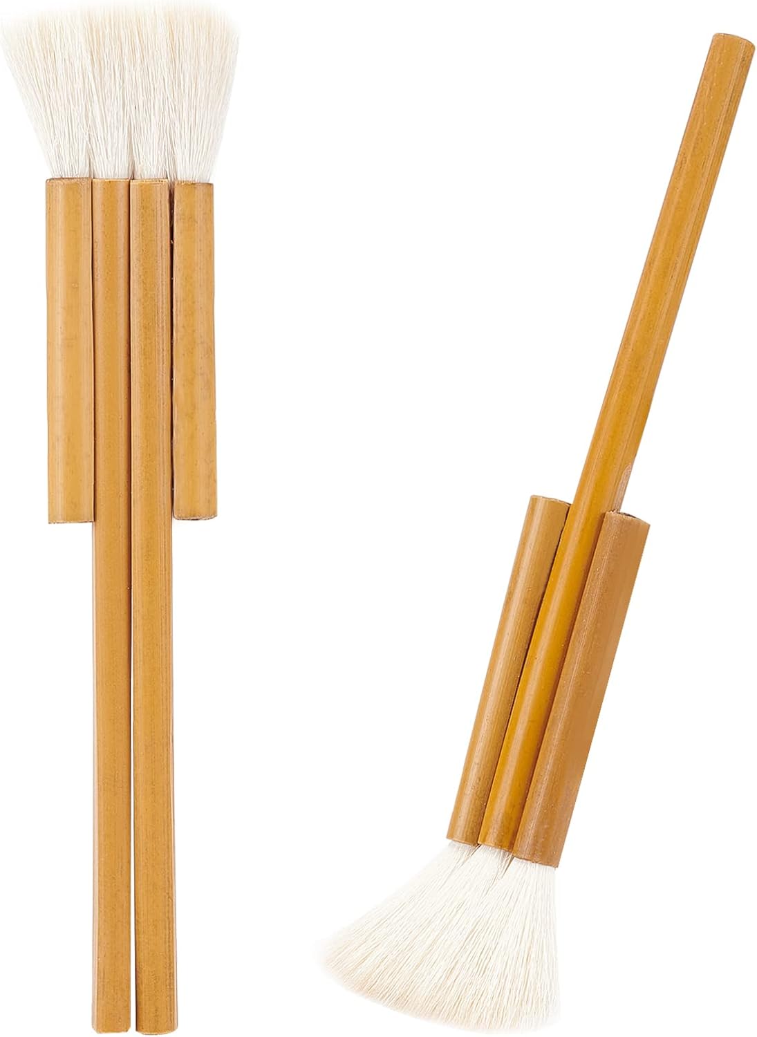 PH PandaHall Flat Hake Brushes, Bamboo Handle Hake