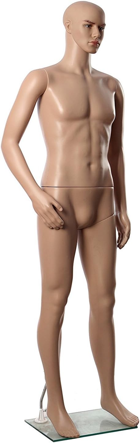 Male Full Body PE Plastic Realistic Mannequin Adjustable Standing Dummy Flesh Tone Stand (Style 2)