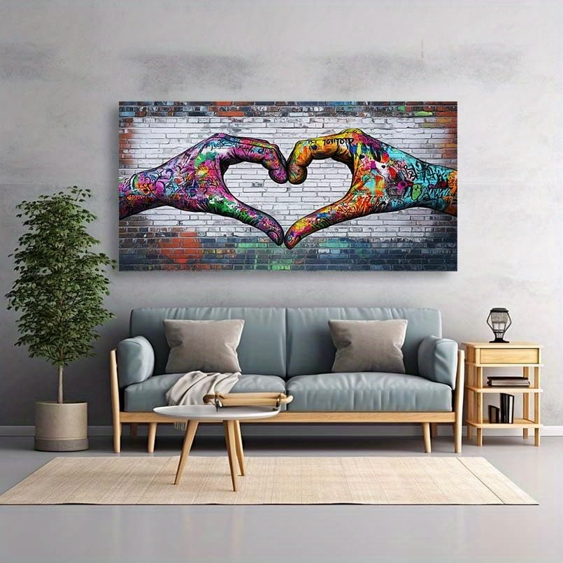 Manos de graffiti en lienzo colorido, pintura de arte callejero para dar vida a paredes vacías 2