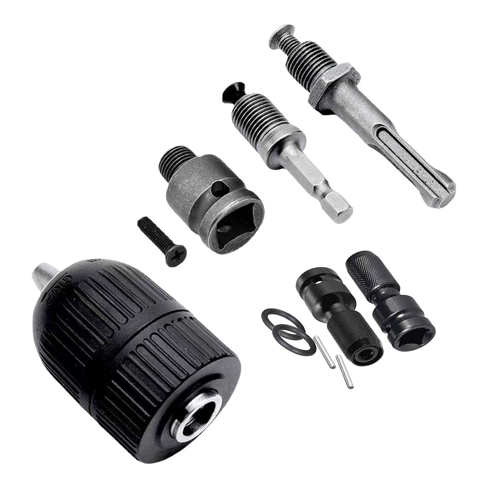 Adaptador de Cambio Rápido para Portabrocas Sin Llave de Alta Resistencia de 2-13 Mm con Rosca de 1/2"-20UNF Y Vástago Hexagonal de 1/4", Ad