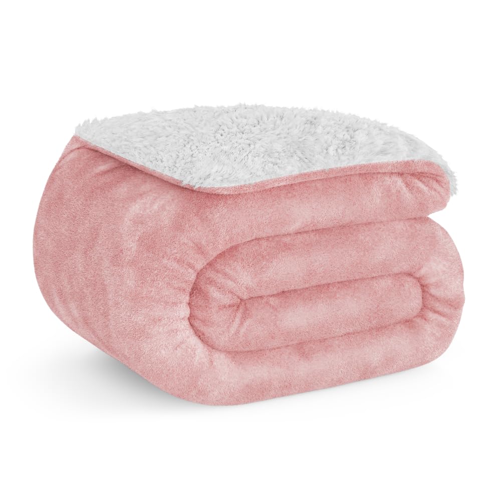 Don Descanso - Manta para Sofá Invierno Grande (150x200cm) Microfibra Suave, Cálida, Lavable a Máquina, Resistente a Las Arrugas. Manta Borreguito para Cama 90/105 o Sofá Rosa