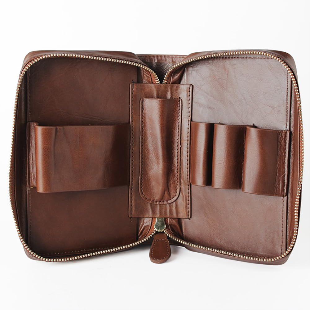 HEYSONG Funda para pasaporte de viaje de piel de vaca auténtica con bolsillo con cremallera HSFC0006