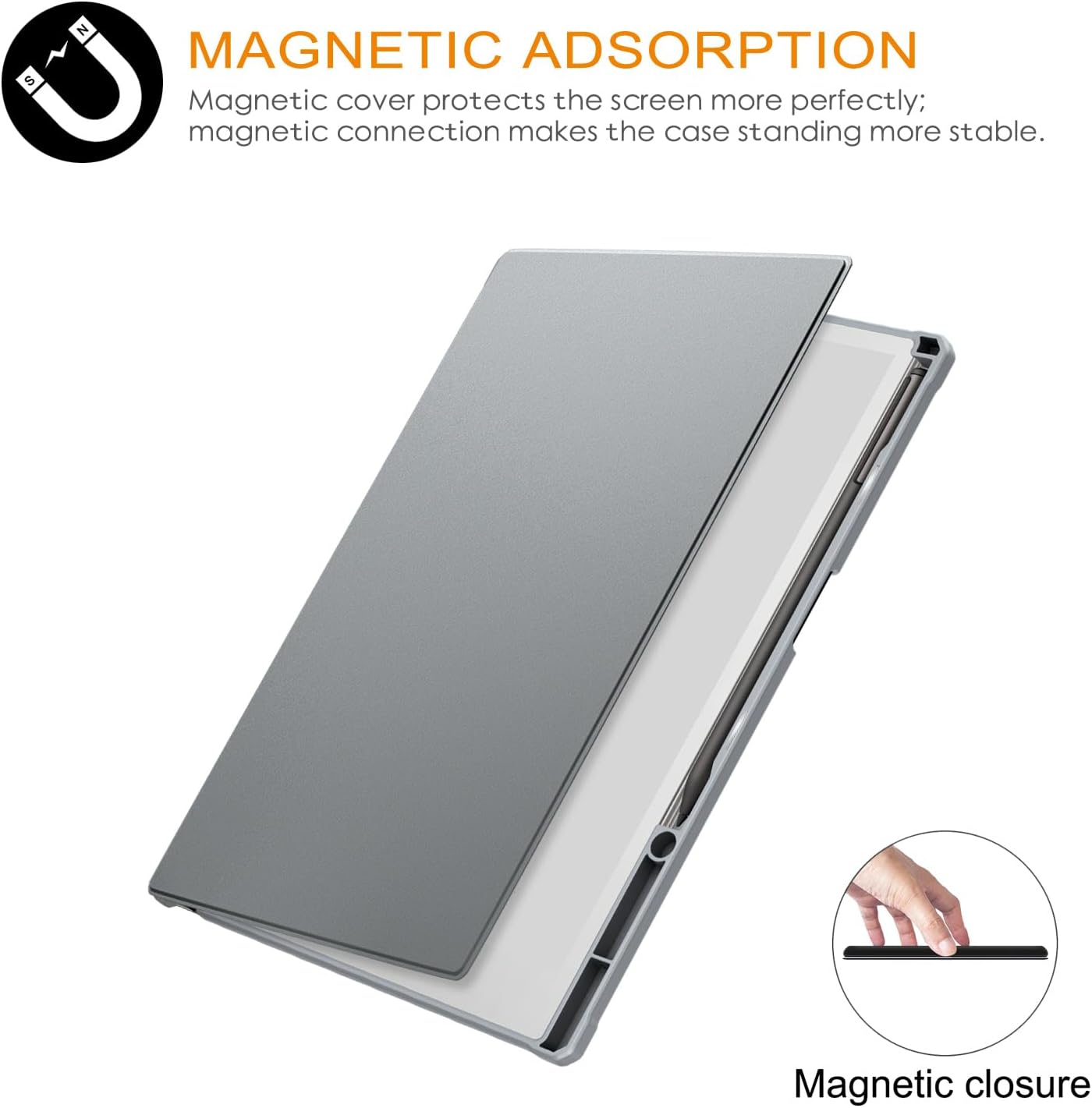 Case Compatible with Remarkable Paper Pro 11.8" 2024 Released Tablet-Lightweight and Hard Transparent Back Shell Protective Book Folio Cover with Built-in Pen Holder,Gray-Clear