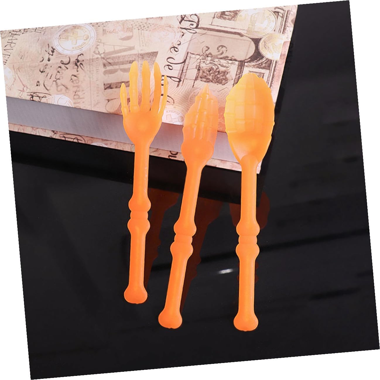 Halloween Party Tableware 6pcs Plastic Hand Bone Shape Forks Spoons