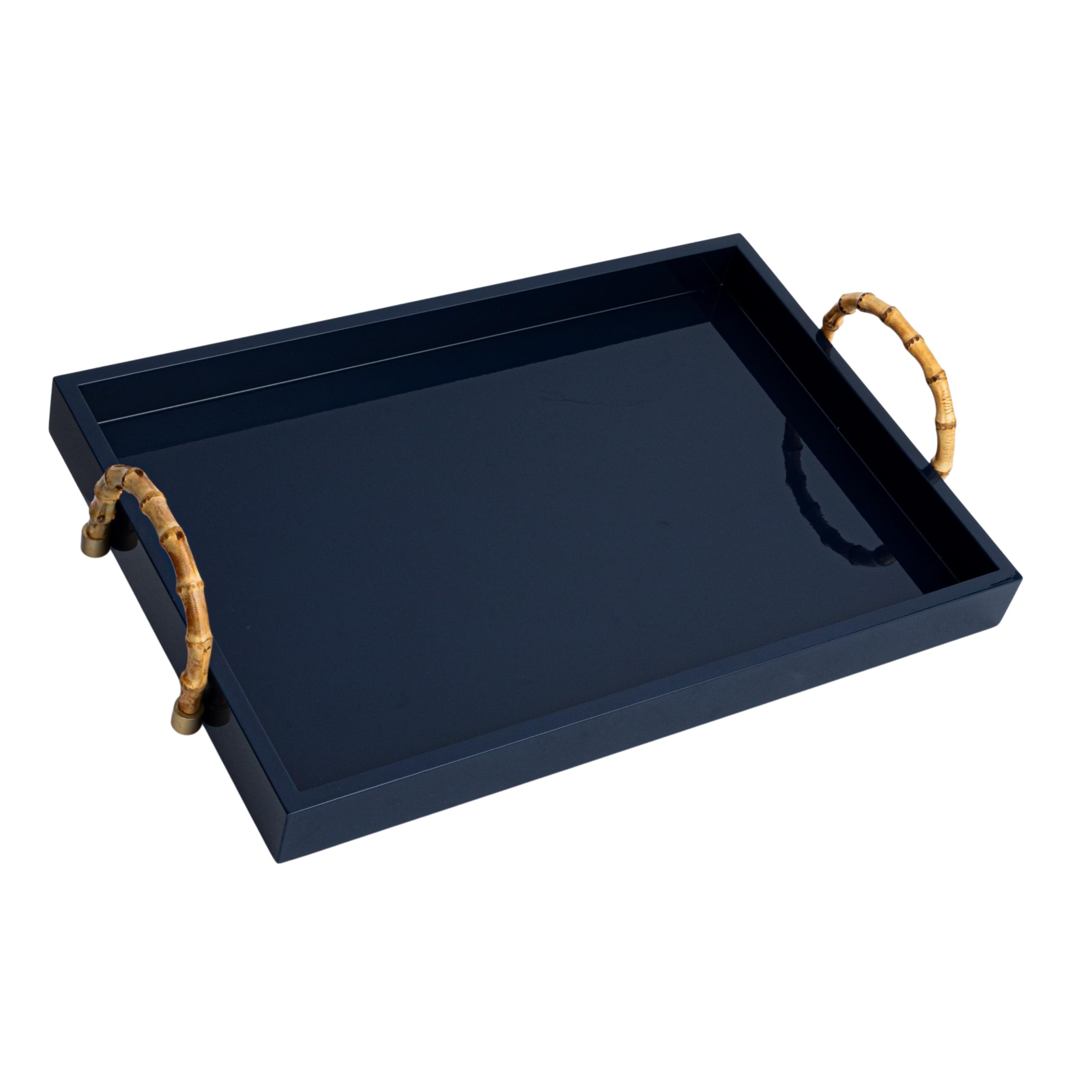 Creative Co-Op Wide Nautical Bamboo Tray, Navy