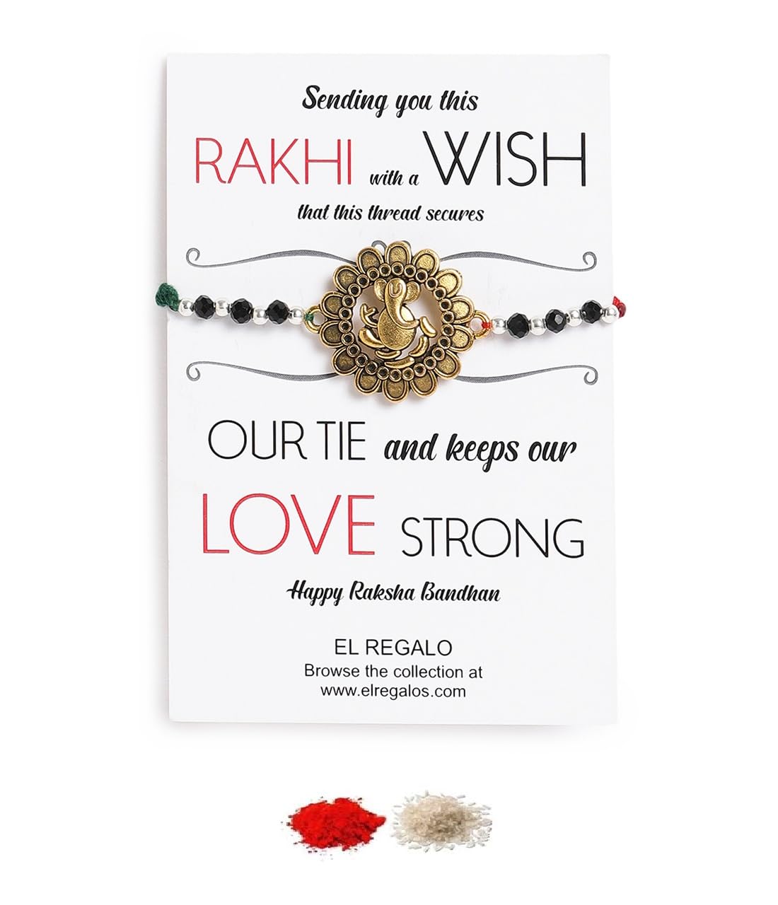 El Regalo OM Ganesha Rakhi for Brother/Bhai/Bhaiya- Auspicious OM/Aum, Swatik, Ganesha Rakhi with Shagun, Rakhi Message Card in Rakhi Gift Box