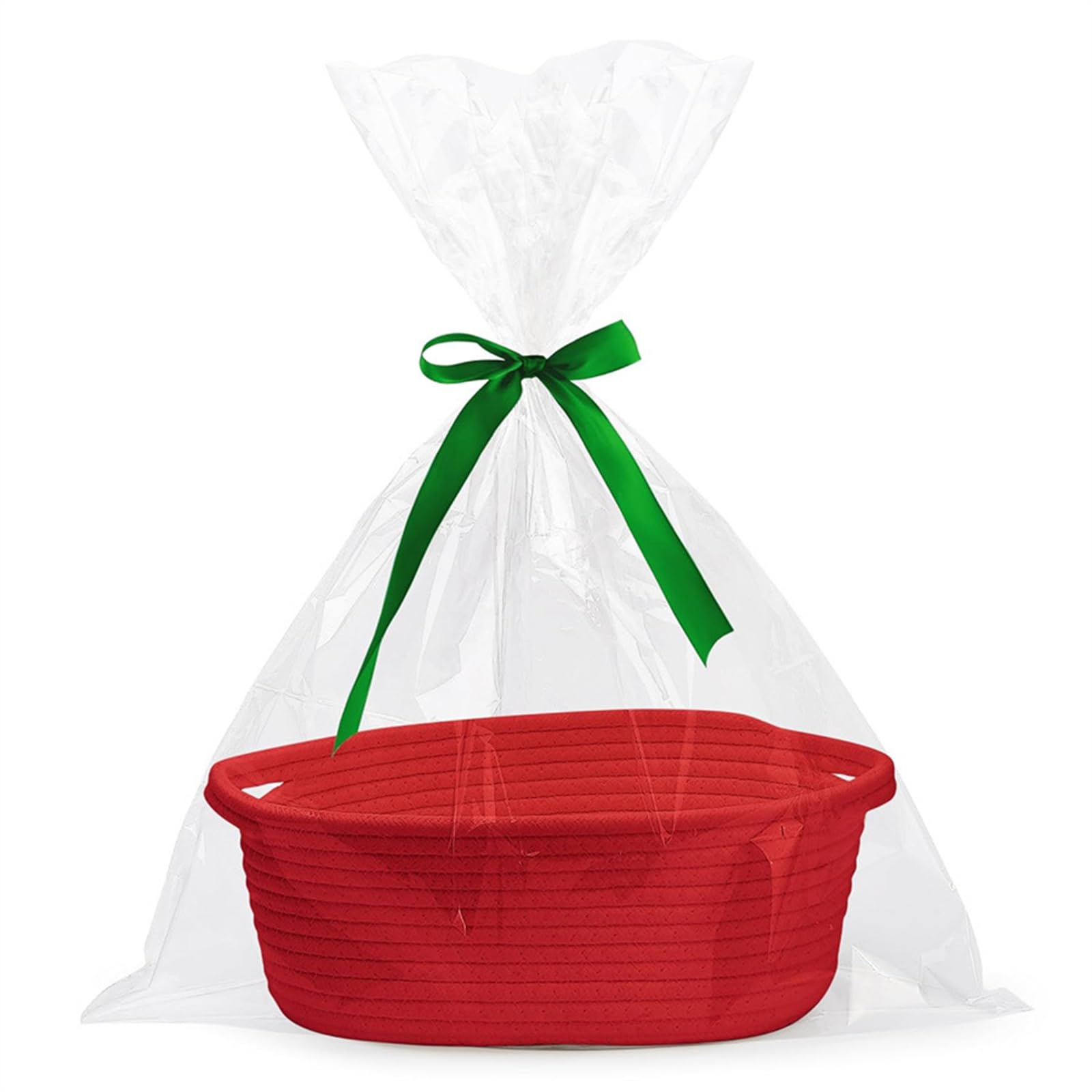 MICFENY Spacious Woven Storage Basket With Sturdy Cotton Rope And Elegant Handle Woven Storage Holder For Home Organization