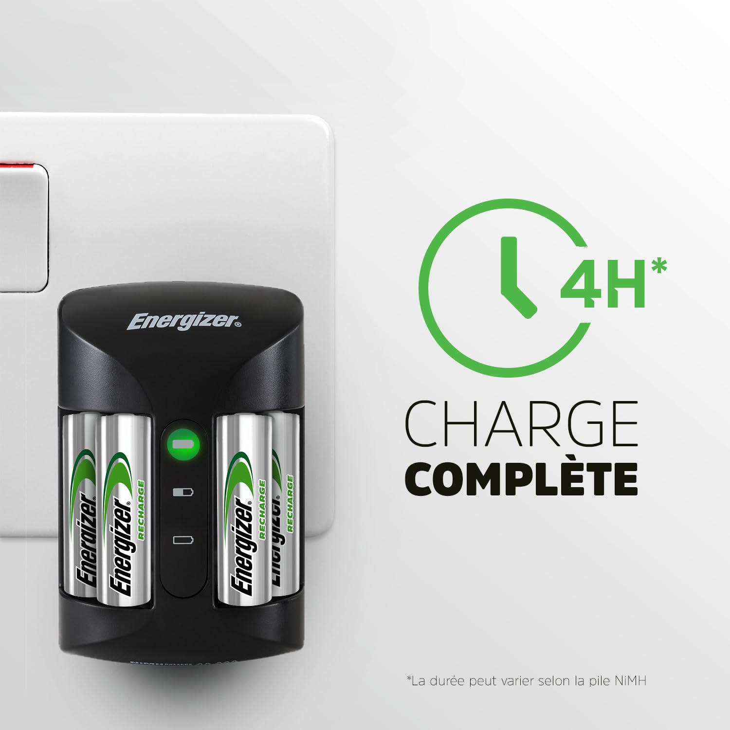 Energizer Recharge Pro - Piles Rechargeables avec Chargeur - Charge complète en 4 Heure ou Moins - Compatible NiMH AA et AAA - 4 Pile AA 2000 mAh incluses