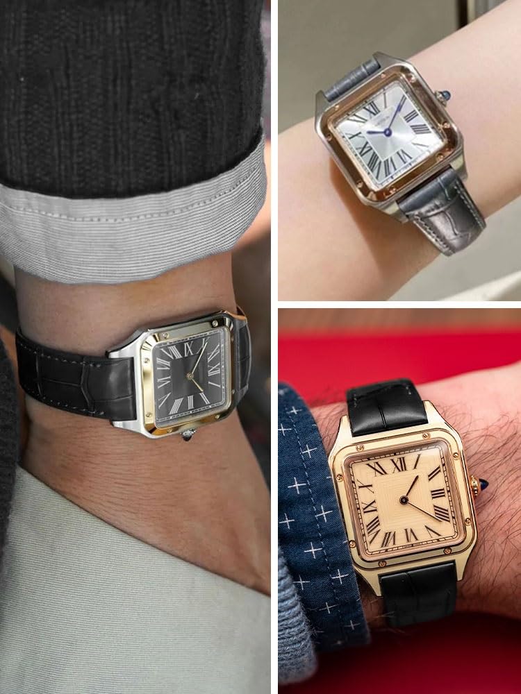 Cinturini in pelle con fibbie ad ardiglione adatti per orologi Cartier Tank Dumont Santos da uomo e da donna