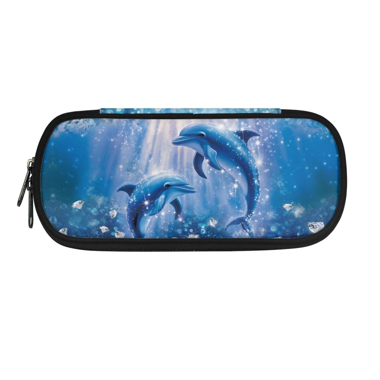 TOADDMOS Sea Dolphin Shine Pencil Case Big Capacity Marker Pouch for Girls Students Boys Multi-Functional Organizer Box