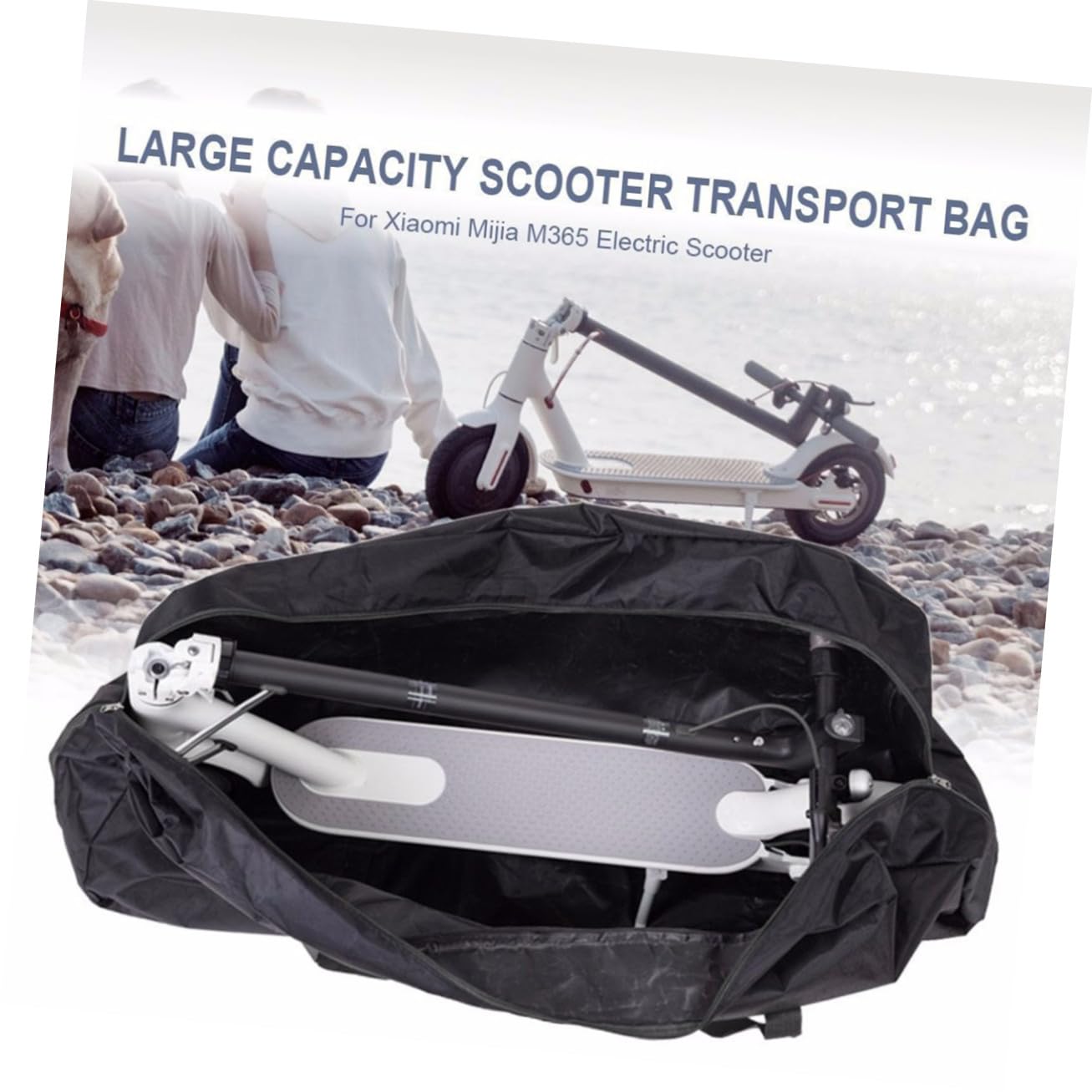 Toyvian Housse De Transport Pliable Et Étanche pour Scooter Bandoulière avec Double Fermeture Éclair pour Trottinette Électrique Noir