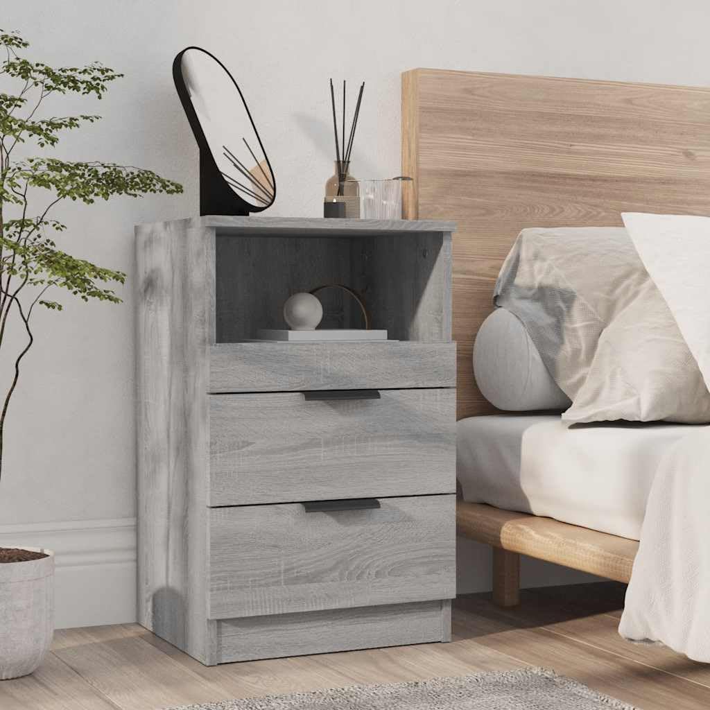Table de chevet pour chambre et salon : meuble d'appoint gris Sonoma avec niche