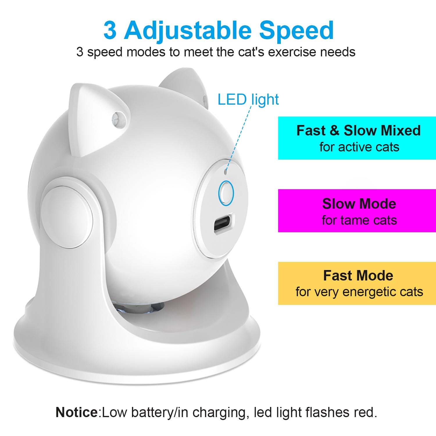 VOVIGGOL Juguete Automático Puntero para Gatos y Perros, Interactivo con USB C Recargable & Alcance Ajustable para Mascotas