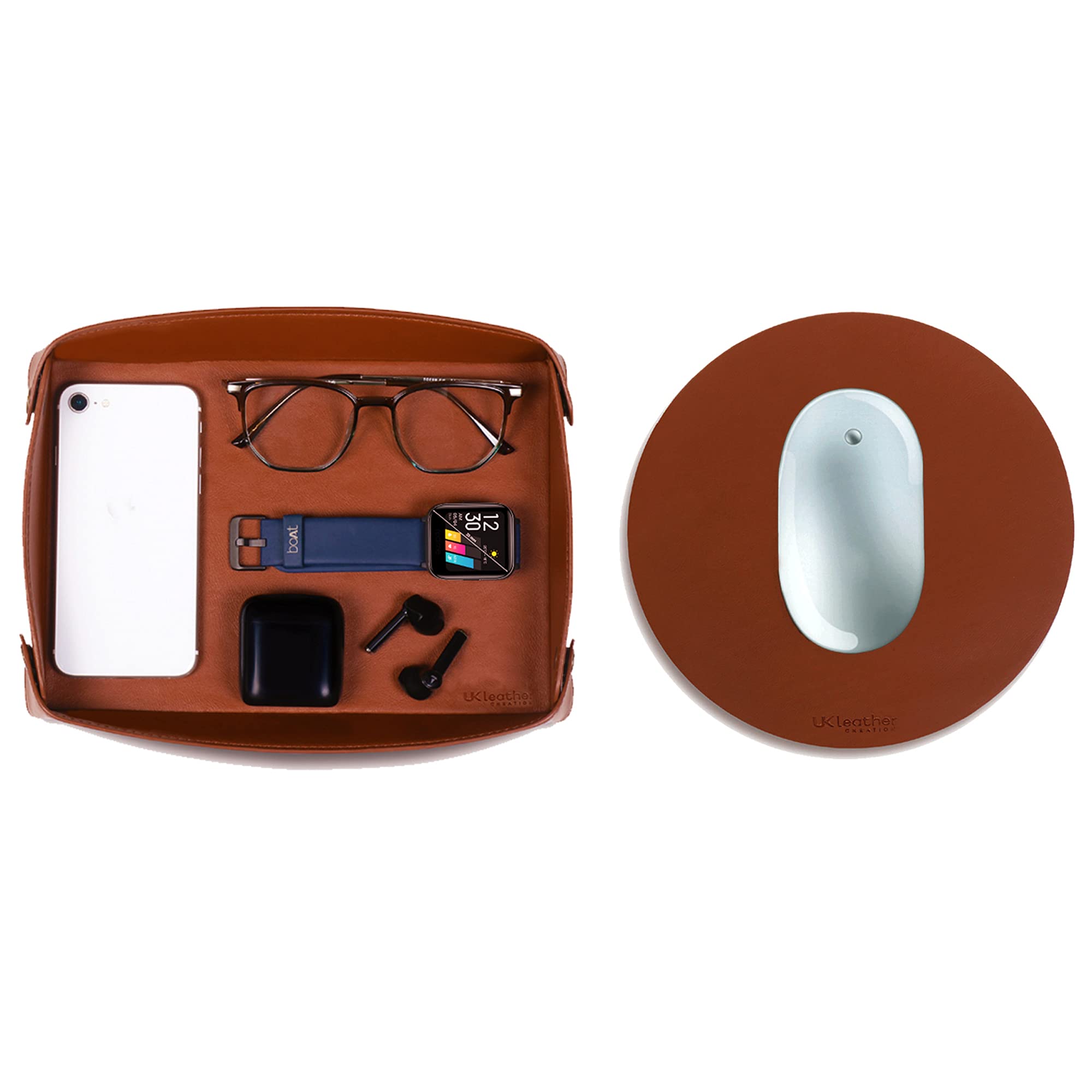 UK Leather Creation Vegan Leather Tan Desk Tray Organiser,| Orb Tan Mouse Pad Extended for Laptop, for PC, and Wireless Mouse Tray for Key,Glasses,Stationary and Wallet (B09FHCYZLG) Amazon Price History, Amazon Price Tracker