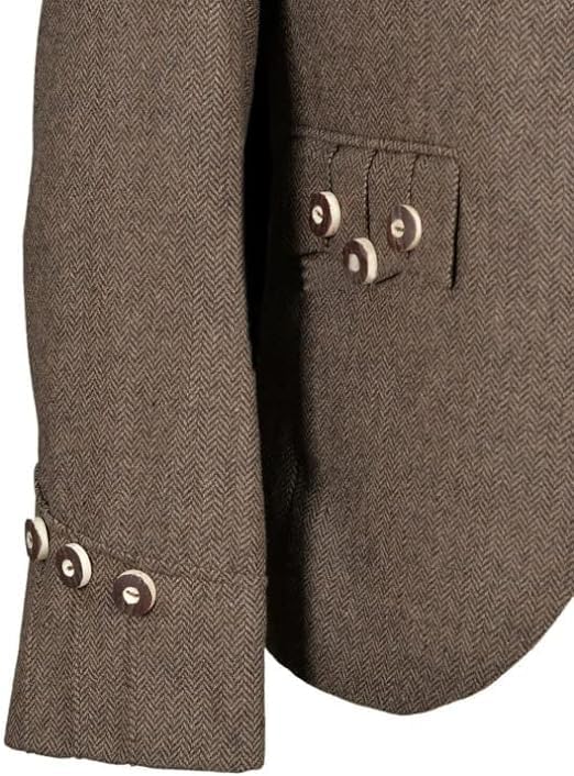 Argyle Tweed Kilt Jacket with 5 Button Vest Scottish Wedding Argyll Jacket with Waistcoat Brown Colour4