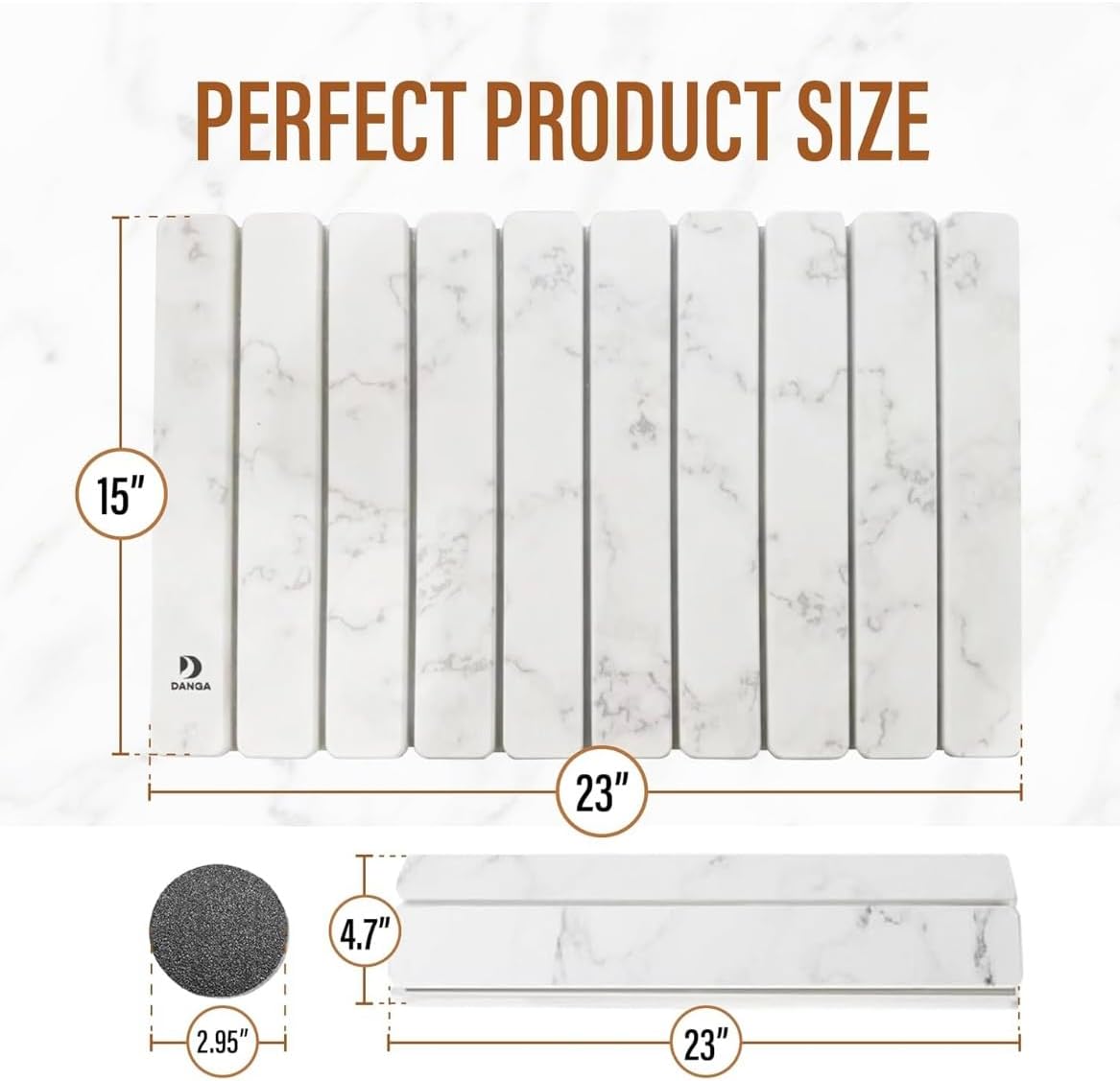 Large Stone Drying Mat 23" x 15" - Diatomaceous Earth Quick-Dry Counter & Bathroom Mat, Easy Storage, Multi-Use For Kitchen, Bathroom, Pets, Plants