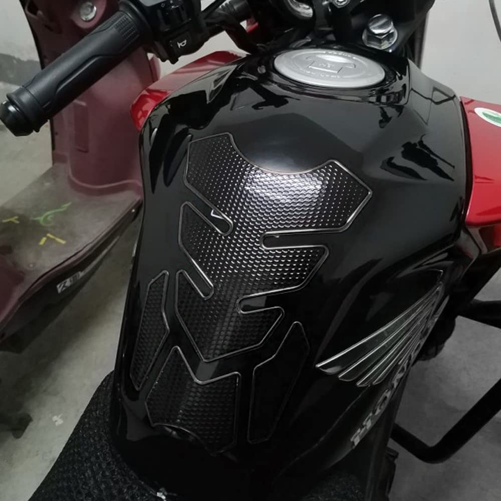 Ihreesy Autocollant Protecteur De Réservoir D'Huile De Moto, 2 PCS Caoutchouc Coussin De Traction Antidérapant Autocollant De Réservoir De Gaz De Moto Isolation Thermique Genou Moto Tapis,Noir