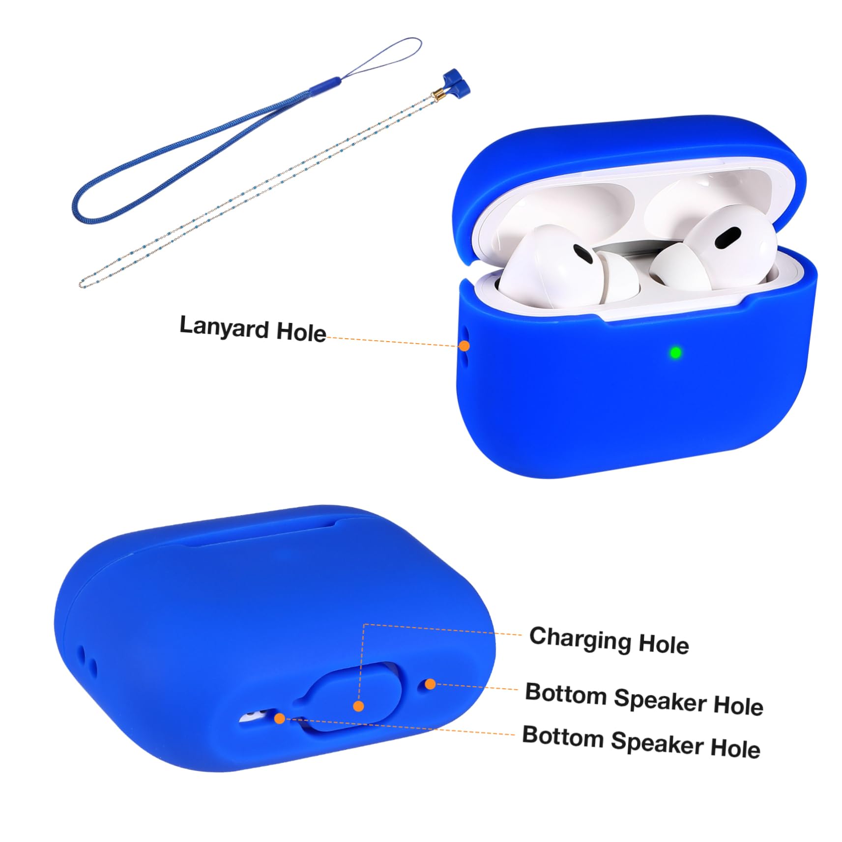 DOITOOL 4stücke Silicone Earbuds Case Mit Anti-Lost Lanyard Schockfeste Für Tragbares Design Blau Mit Modischem Kettenhalsband Für Sicheren