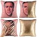 Mermaid Pillow Case Mermaid Pillow Cover Sequin Throw Pillow Case Decorative Color Change Cushion Cover Sofa Bedroom Car Kids 16 x 16 inches (Nicolas Cage A-Gold)