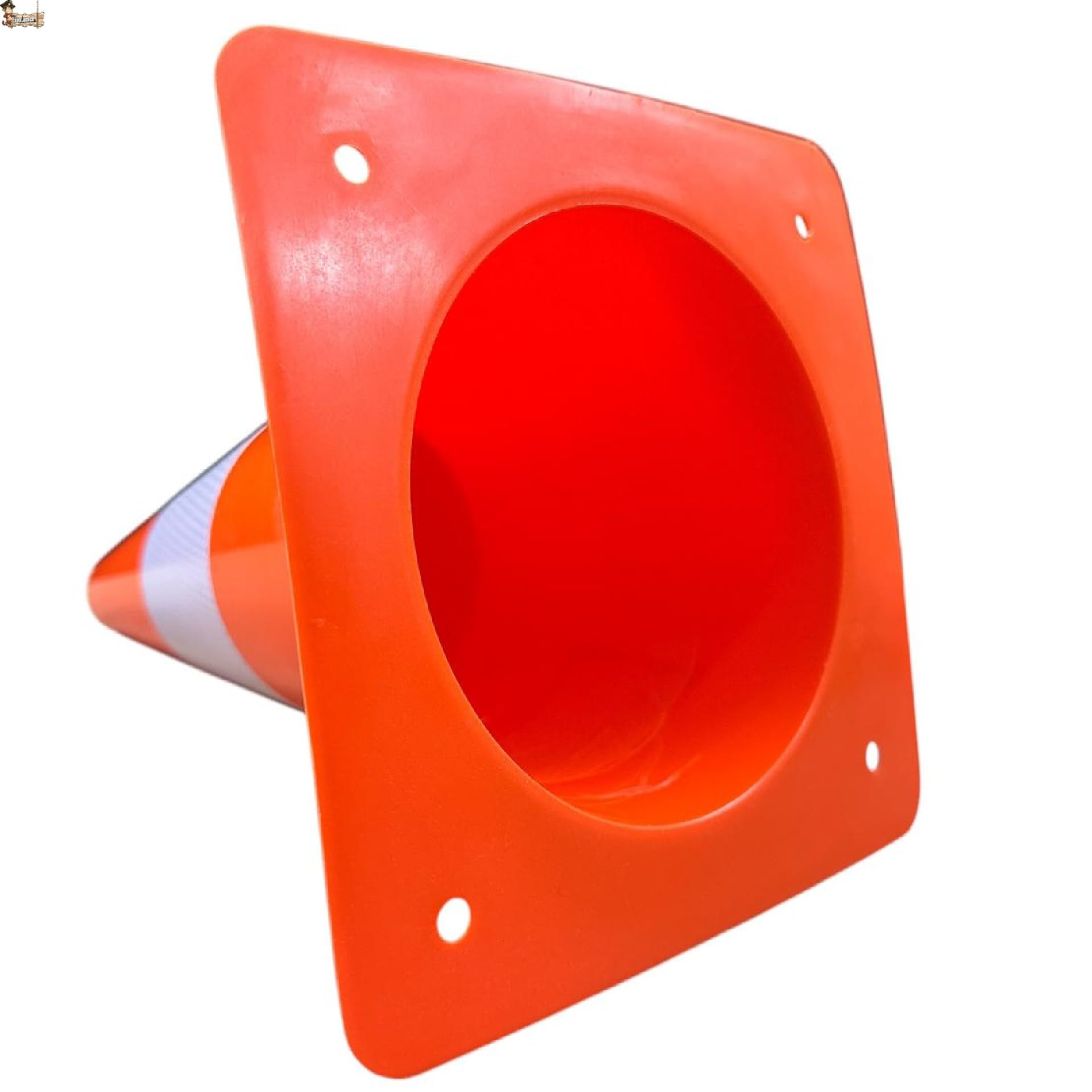 BricoLoco.com Cono señalización pequeño 30 cm. ¡PACK 4 uds.! Cono deportivo para deporte, slalom, entrenamiento, fútbol. Cono de tráfico naranja con banda reflectante (4)