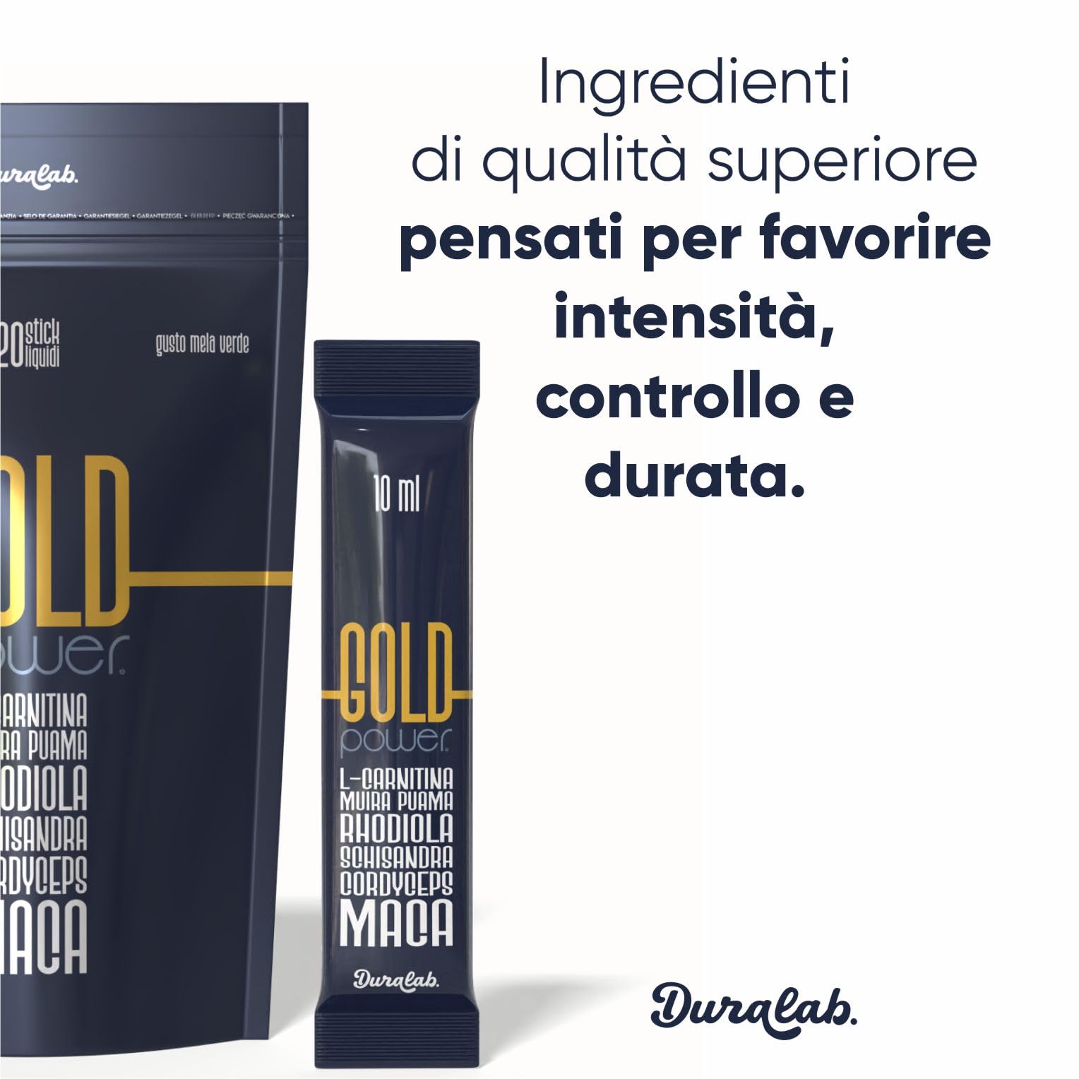 GOLD POWER Integratore Uomo con Maca 200 ml, Muira Puama, Cordyceps, Rhodiola, Schisandra, L-Carnitina Made in Italy – Supporto Energia, Vitalità e Tono Fisico (1 Pezzo)